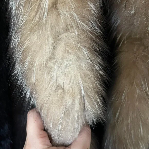 Mahogany Mink Fur Coat Size 10 Dyed Fox Tuxedo Long York Furrier Great Condition - Picture 10 of 16